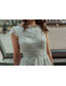 Ivory Eyelash Lace Tie Back Dreamy Wedding Dress